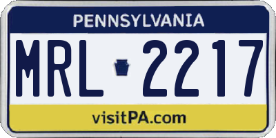 PA license plate MRL2217
