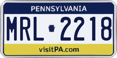 PA license plate MRL2218