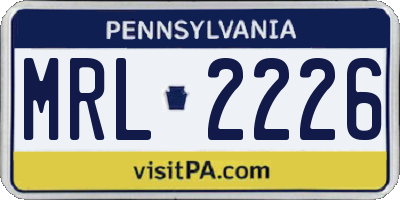 PA license plate MRL2226