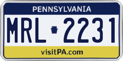 PA license plate MRL2231