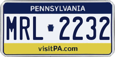 PA license plate MRL2232