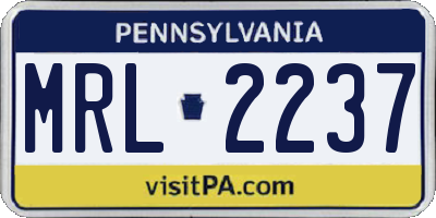 PA license plate MRL2237