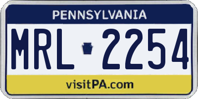 PA license plate MRL2254