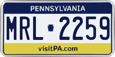 PA license plate MRL2259