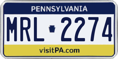 PA license plate MRL2274