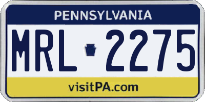 PA license plate MRL2275