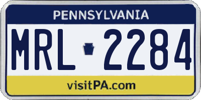PA license plate MRL2284
