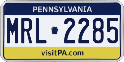 PA license plate MRL2285