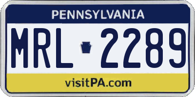 PA license plate MRL2289