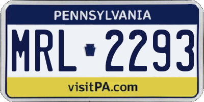 PA license plate MRL2293