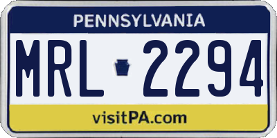 PA license plate MRL2294