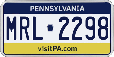 PA license plate MRL2298