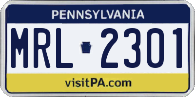 PA license plate MRL2301