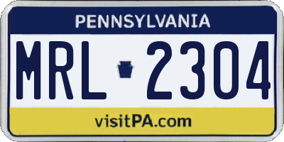 PA license plate MRL2304