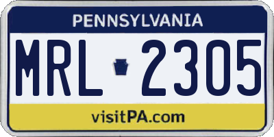 PA license plate MRL2305
