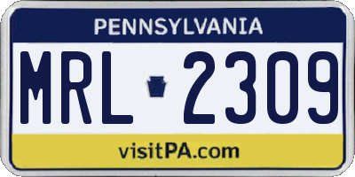 PA license plate MRL2309
