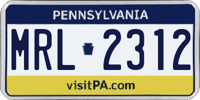PA license plate MRL2312