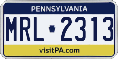 PA license plate MRL2313