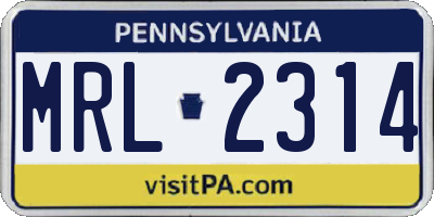 PA license plate MRL2314