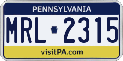 PA license plate MRL2315