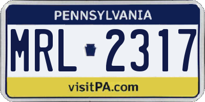 PA license plate MRL2317