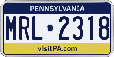 PA license plate MRL2318