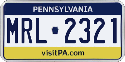 PA license plate MRL2321