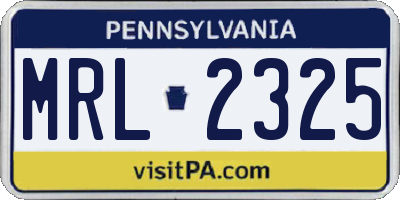 PA license plate MRL2325