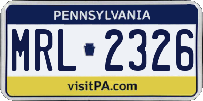 PA license plate MRL2326