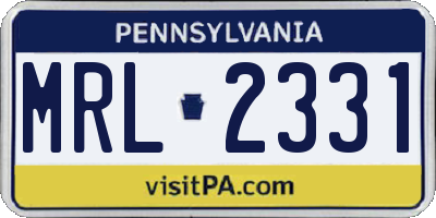 PA license plate MRL2331