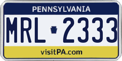 PA license plate MRL2333