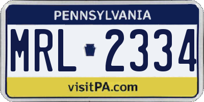 PA license plate MRL2334
