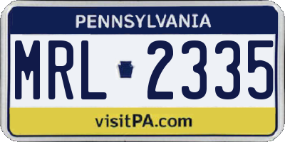 PA license plate MRL2335