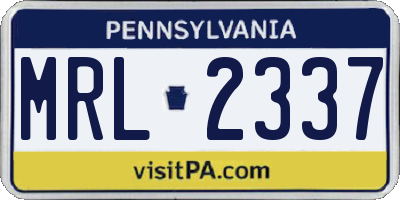 PA license plate MRL2337