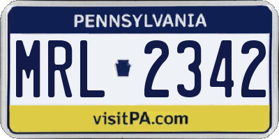 PA license plate MRL2342