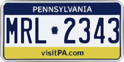 PA license plate MRL2343