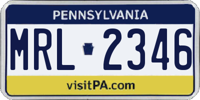 PA license plate MRL2346