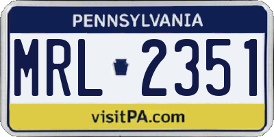 PA license plate MRL2351
