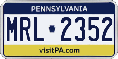 PA license plate MRL2352