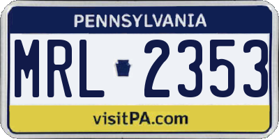 PA license plate MRL2353