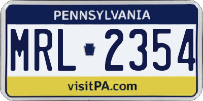 PA license plate MRL2354