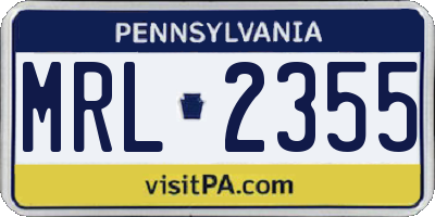 PA license plate MRL2355