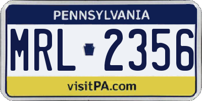 PA license plate MRL2356