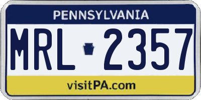 PA license plate MRL2357
