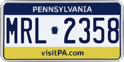 PA license plate MRL2358