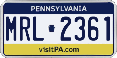 PA license plate MRL2361