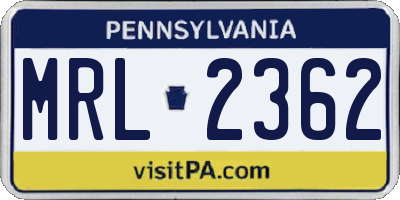 PA license plate MRL2362