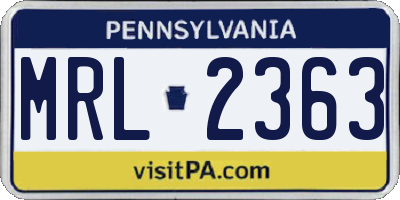 PA license plate MRL2363