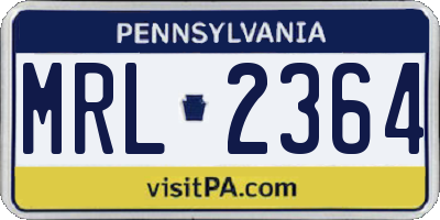 PA license plate MRL2364