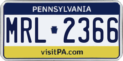 PA license plate MRL2366